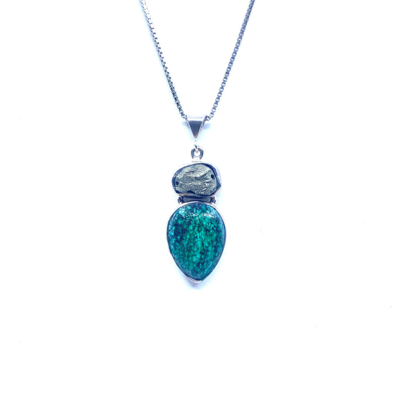 Petite Turquoise with Pyrite Sterling Silver pendant