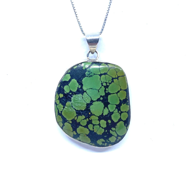 Striking Green Turquoise Sterling Silver Statement Pendant