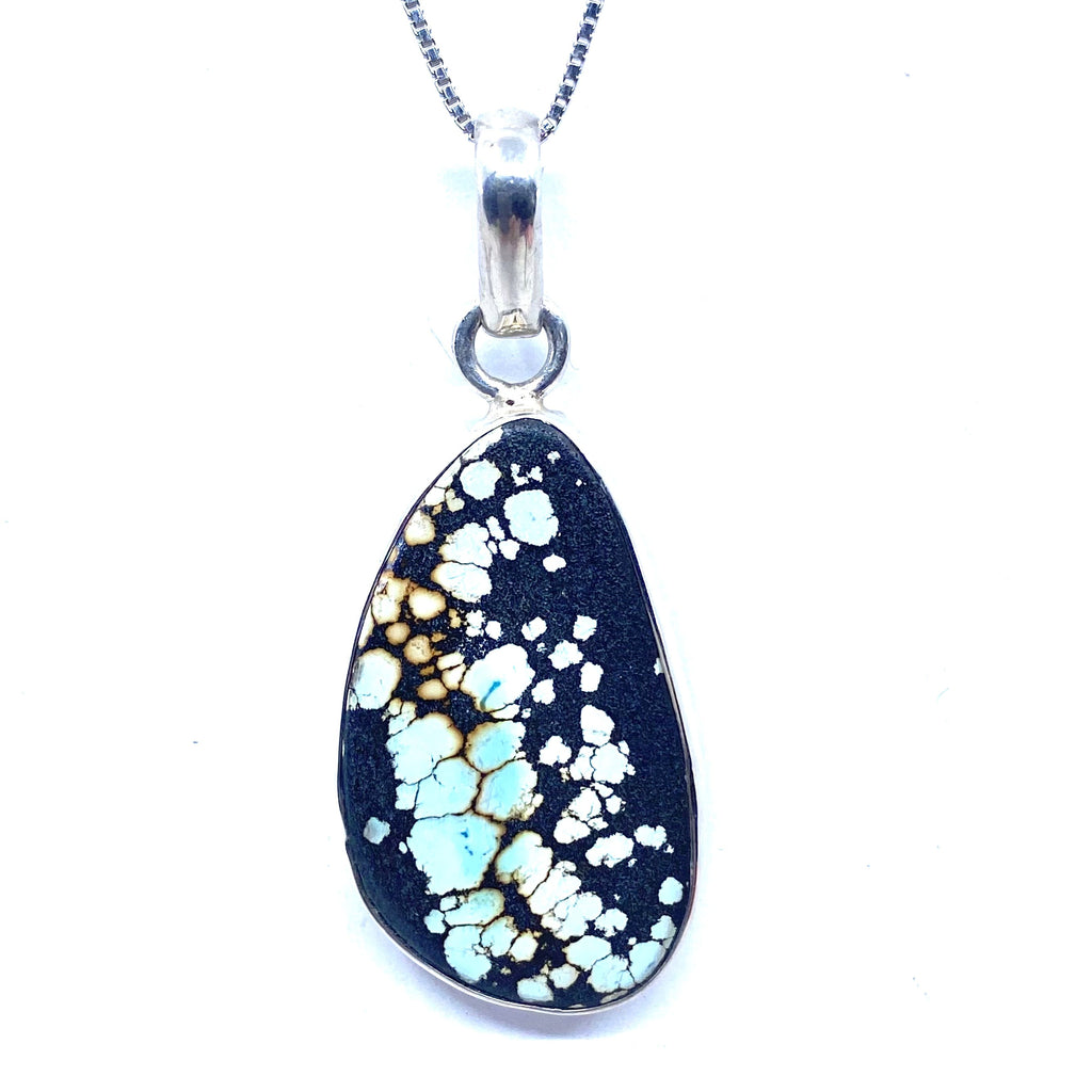 Creamy Blue Spotted Turquoise Sterling Silver Pendant