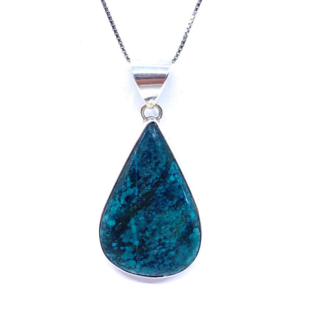 Dark Turquoise Sterling Silver Statement Pendant