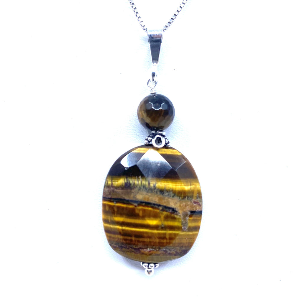 Shimmering Tiger's Eye Sterling Silver Pendant