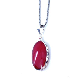 Petite Balinese Coral Sterling Silver Pendant.