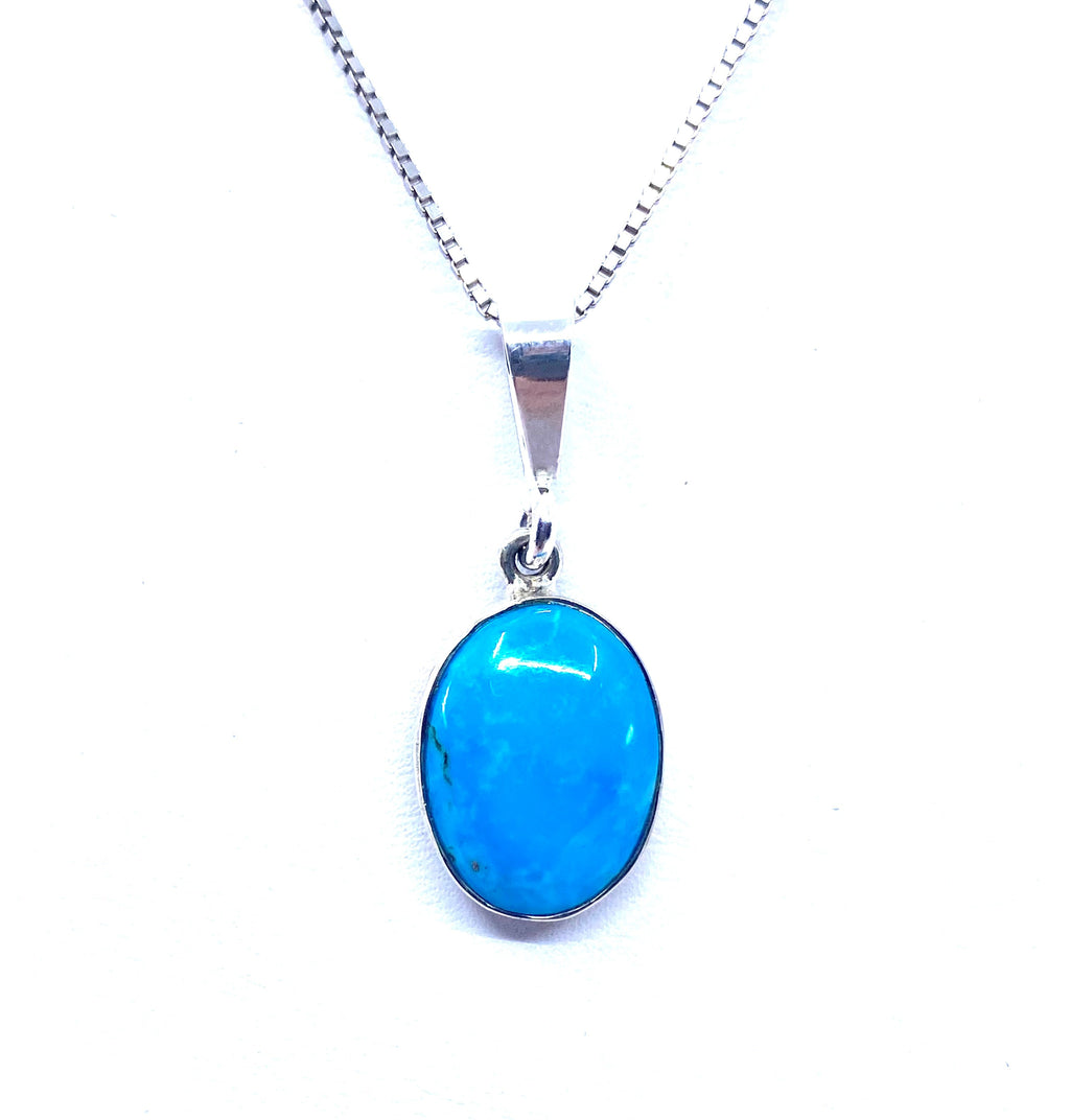 Beautiful Blue Turquoise Sterling Pendant