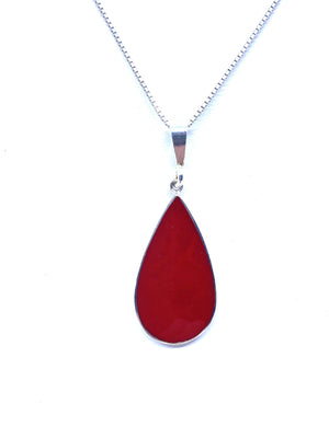 Vibrant Coral Sterling Silver Pendant