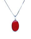 Vibrant Red Coral Sterling Silver Pendant Necklace