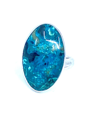 Starborn Arizona  Chrysocolla Turquoise Sterling Silver Statement Ring