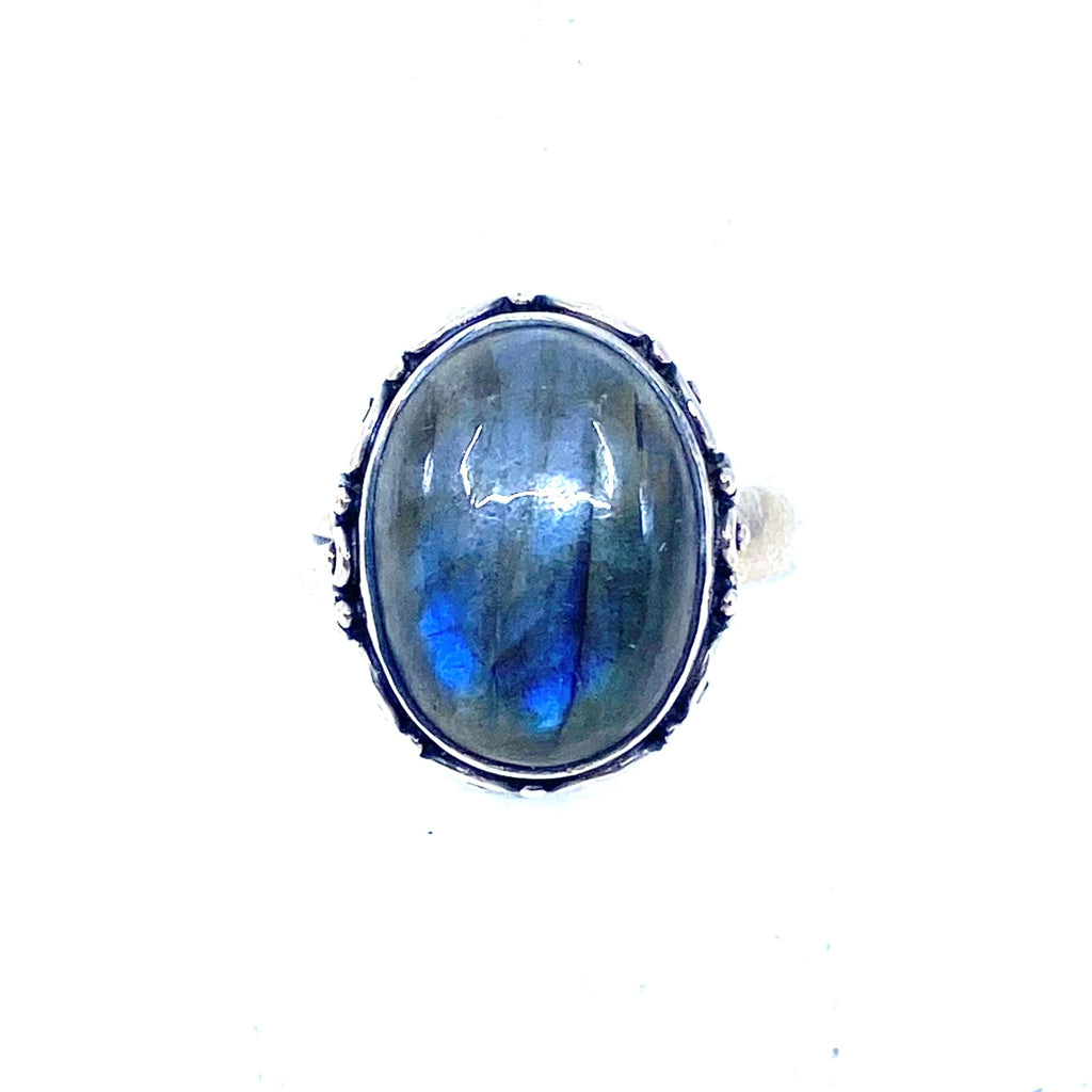 Shimmering Blue Labradorite Sterling Silver Ring