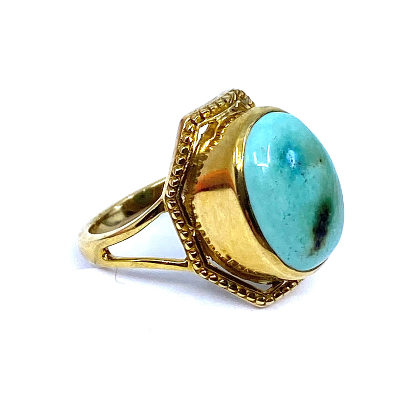 Beautiful Turquoise Gold Plated Brass Ring