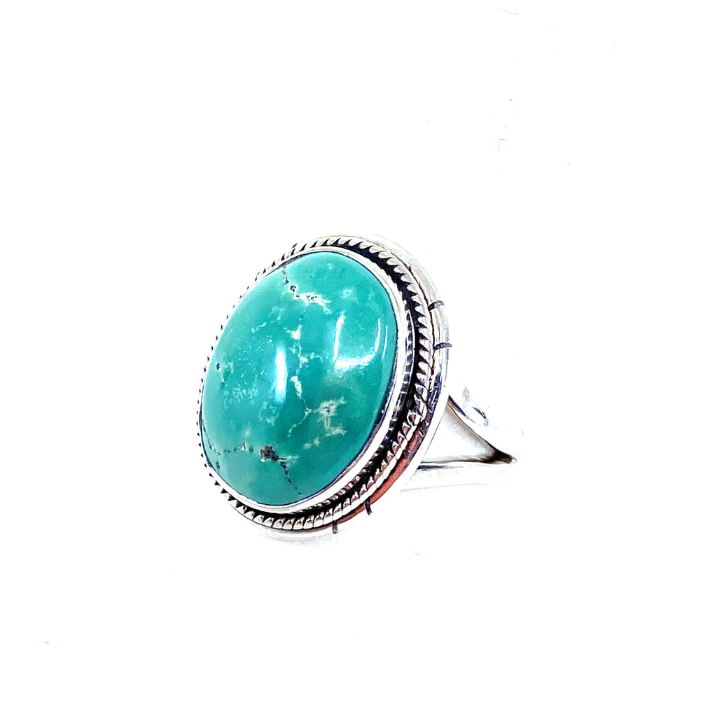 Powder Blue Green Turquoise Sterling Silver Ring