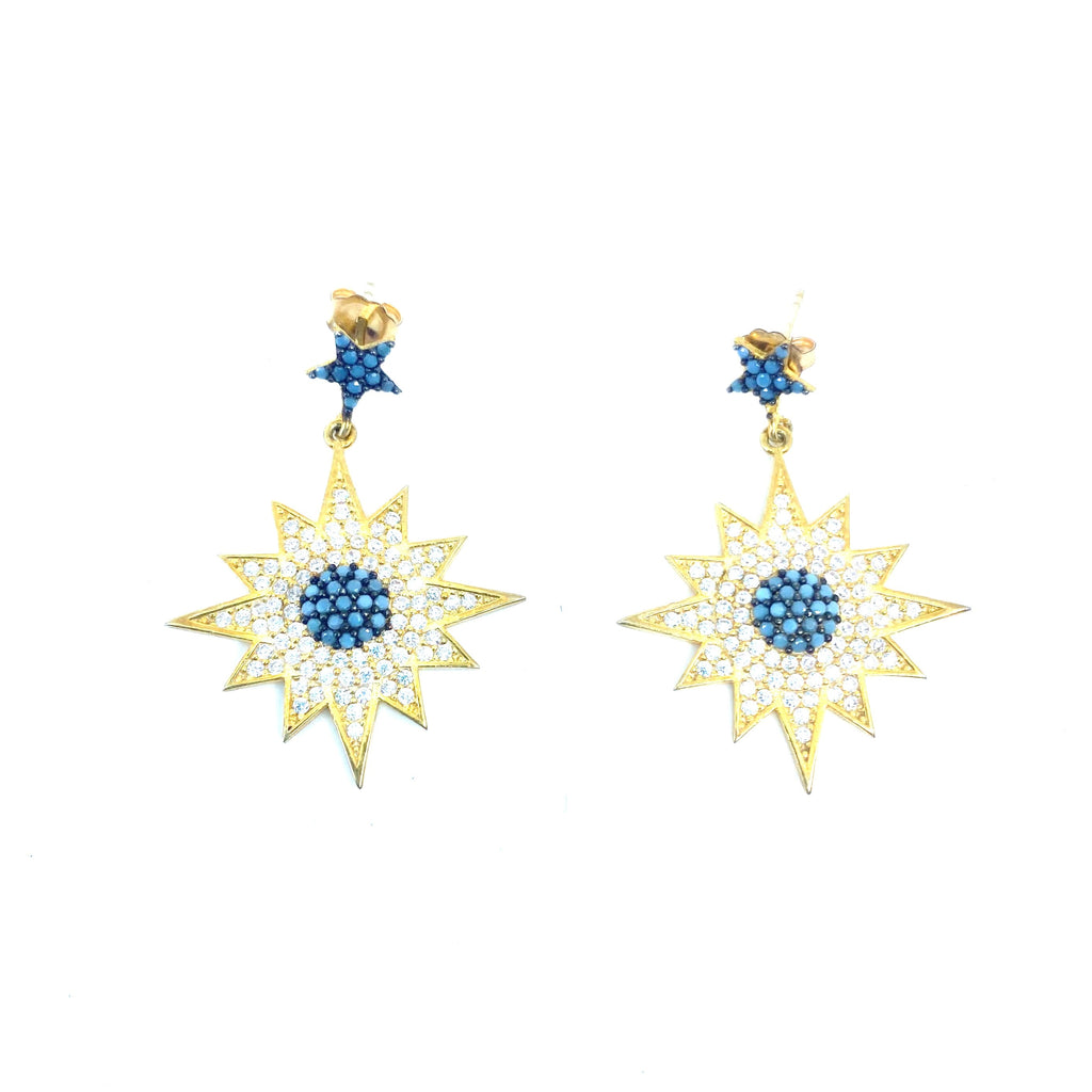Spectacular Crystal Star Gold Filled Earrings