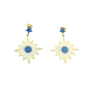 Spectacular Crystal Star Gold Filled Earrings