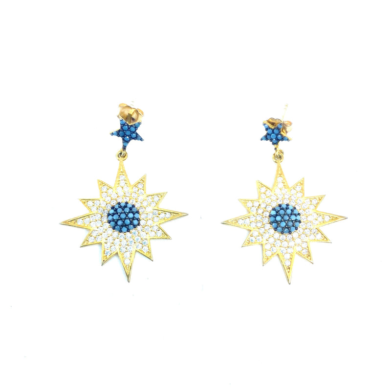 Spectacular Crystal Star Gold Filled Earrings