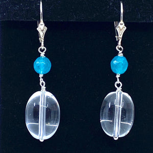 Smooth Silky Quartz Blue Agate Sterling Silver Statement Earrings
