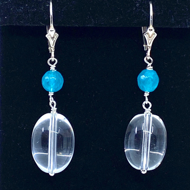 Smooth Silky Quartz Blue Agate Sterling Silver Statement Earrings