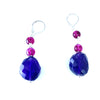 Beautiful Amethyst with Rose Tourmaline Glass Sterling Silver Earrings