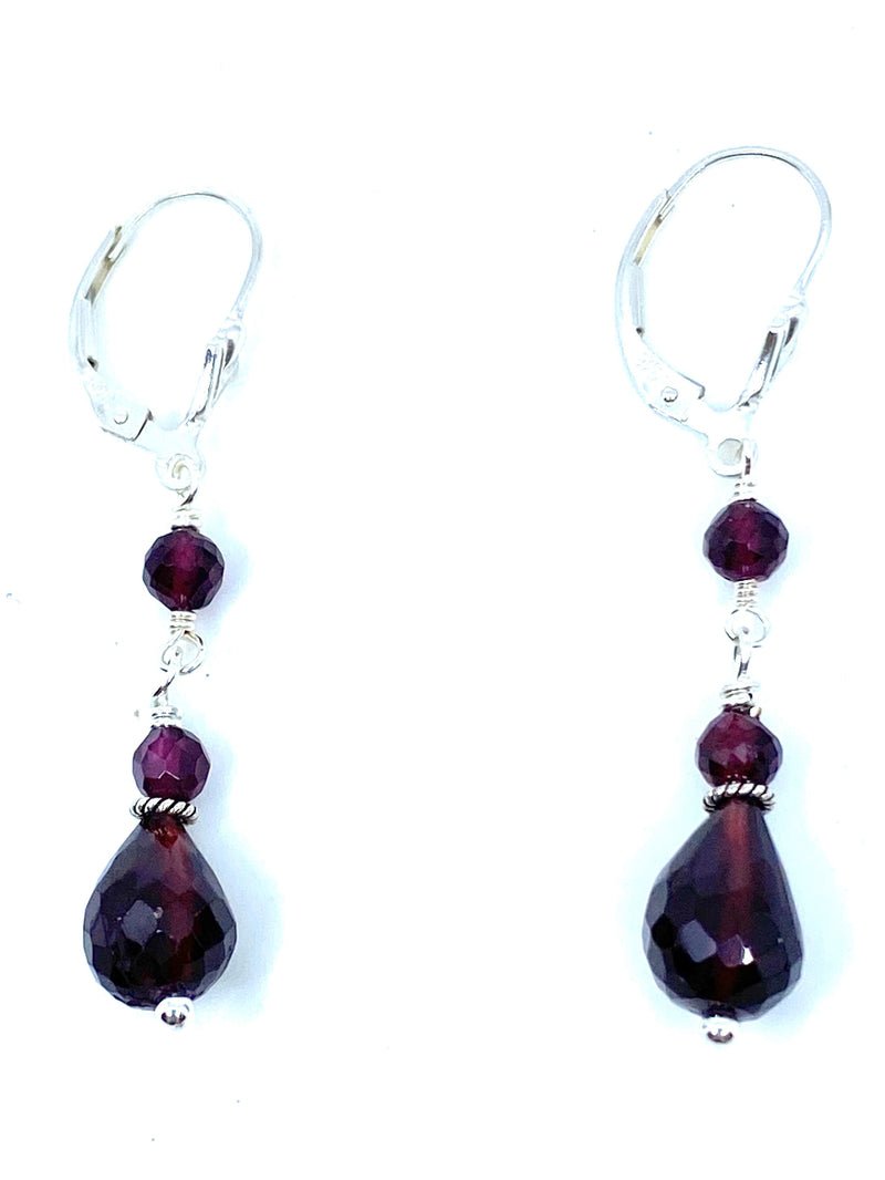Gorgeous Red Garnet Sterling Silver Earrings