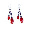 Garnet and Red-Hot  Faceted Crystal Glass Sterling Silver Earrings