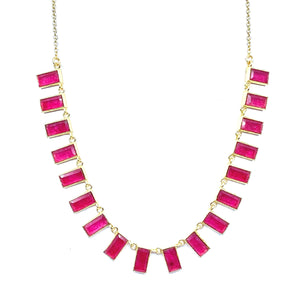 Raspberry Delight Gold Plated Statement Prom Necklace