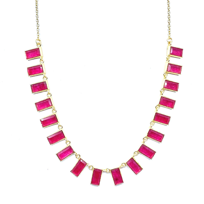 Raspberry Delight Gold Plated Statement Prom Necklace