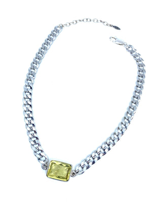 Faceted Lemon Quartz Choker Necklace