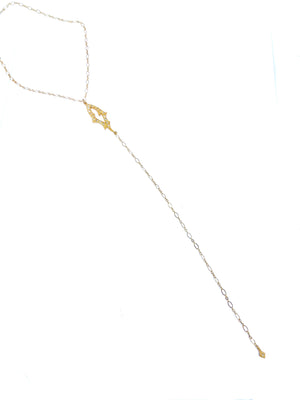 Lovey Delicate Crystal Gold Lariat Necklace