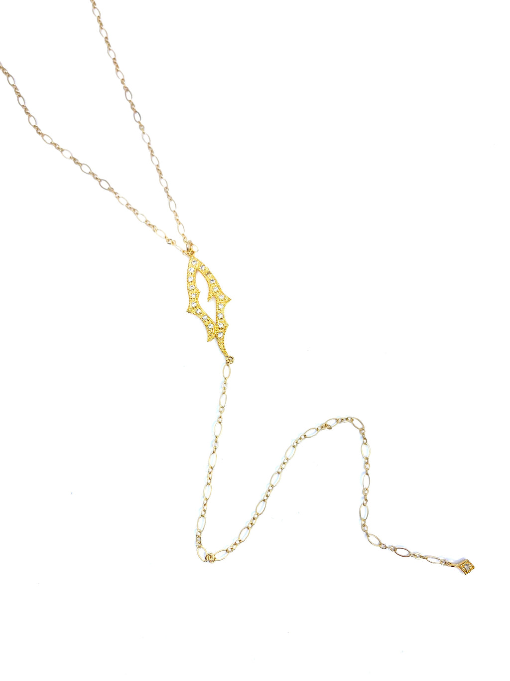 Lovey Delicate Crystal Gold Lariat Necklace