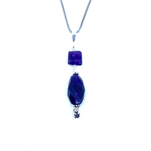 Beautiful Faceted Purple Amethyst Sterling Silver Pendant Necklace