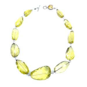 Magnificent Large Stone Lemon Quartz Sterling Silver Statement Necklace
