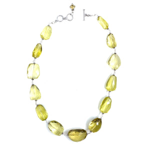 Magnificent Large Stone Lemon Quartz Sterling Silver Statement Necklace