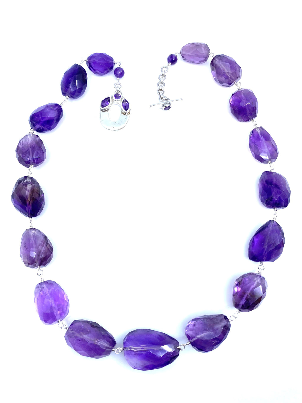 Magnificent Large Faceted Amethyst Stone Statement Necklace