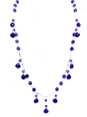 Gorgeous Amethyst Floating Drops Sterling Silver Statement Necklace