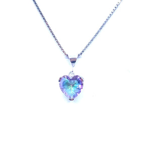 Sparkling Mystic Quartz Petite Heart Sterling Silver Necklace