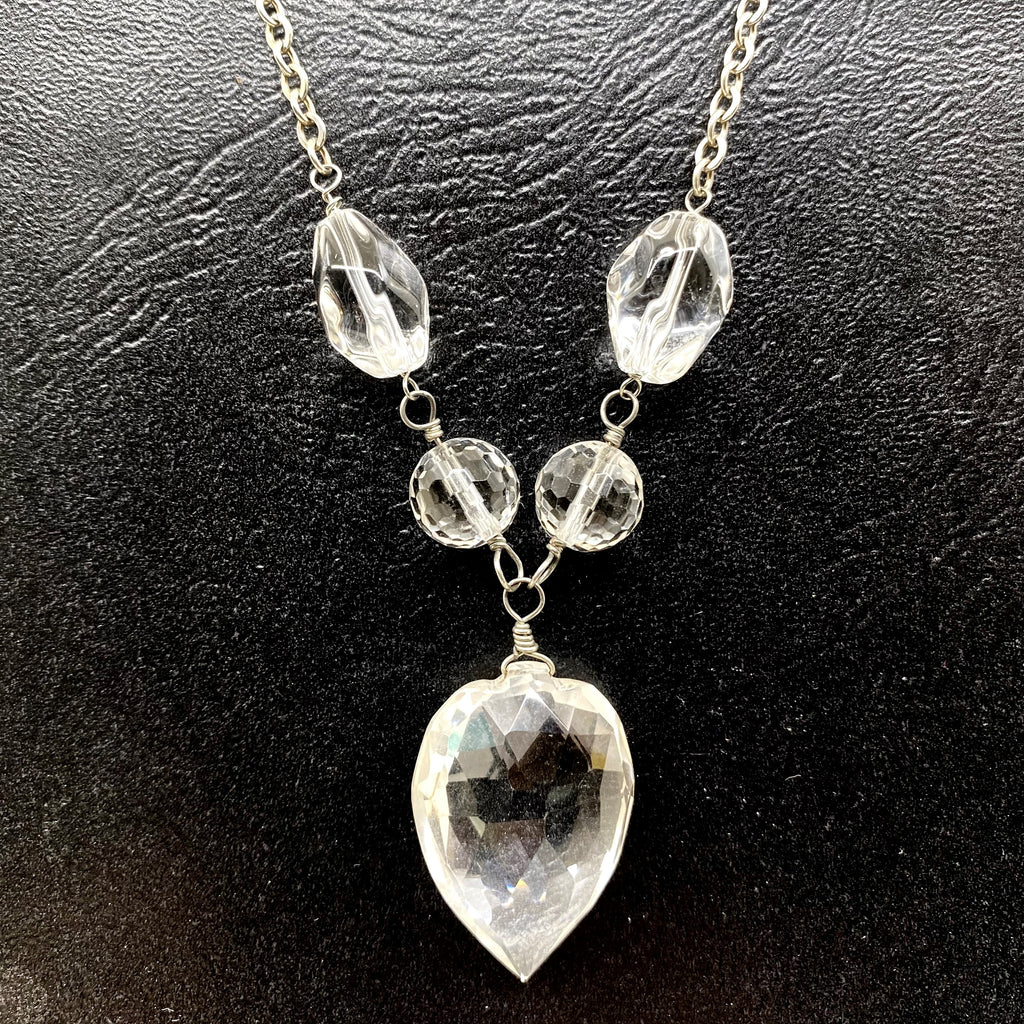 Elegant Faceted Quartz Sterling Silver Necklace