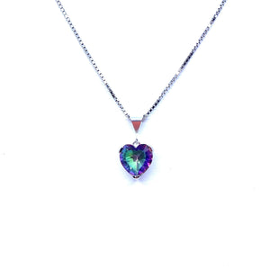 Petite Mystic Quartz Heart Pendant Necklace