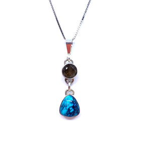 Lovely Petite Turquoise and Smoky Pendant Necklace