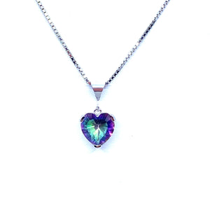 Petite Mystic Quartz Heart Pendant Necklace