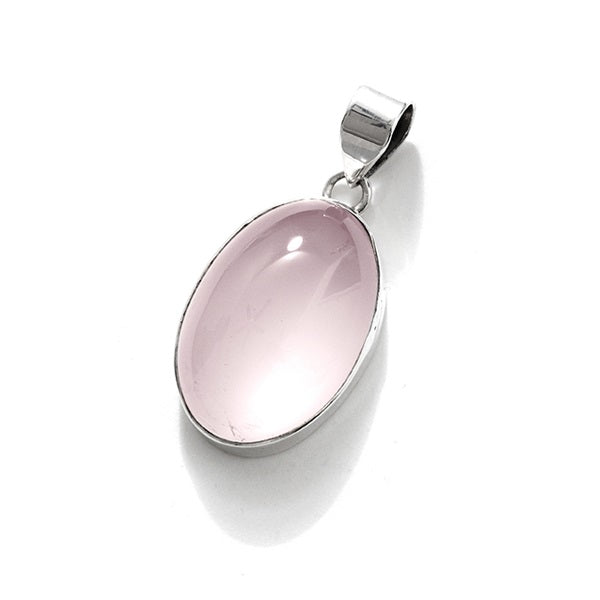 Beautiful Clear Smooth Rose Quartz Sterling Silver Statement Pendant*