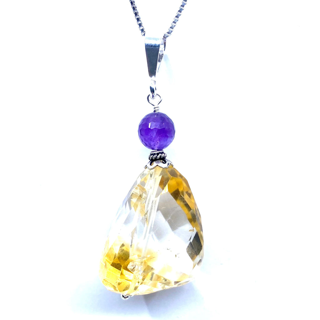 Gorgeous Large Citrine Sterling Silver Statement Pendant