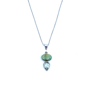 Lovely Petite Turquoise and Green Amethyst Sterling Silver Pendant