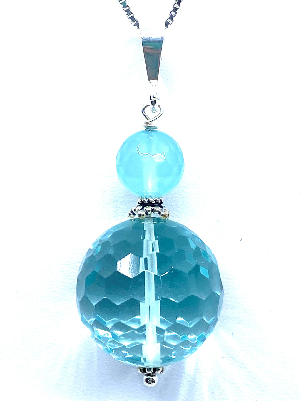 Glamorous Blue Crystal Sterling Silver Statement Pendant