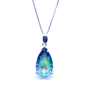 Gorgeous Mystic Quartz Large Tear Drop Sterling Silver Pendant