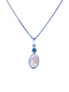 Lovely White Mother of Pearl & Blue Topaz Petite Sterling Silver Pendant Necklace