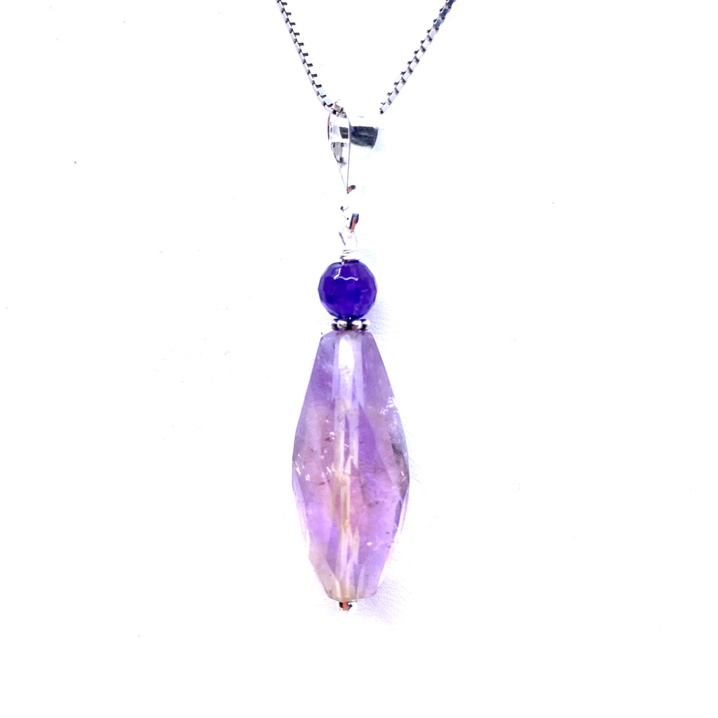 Amethyst 2-Stone Sterling Silver Pendant Necklace