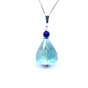 Beautiful Faceted Fluorite Amethyst Sterling Silver Statement Pendant