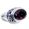 Brilliant Large Red Faceted CZ Sterling Silver Balinese Stone Statement Ring