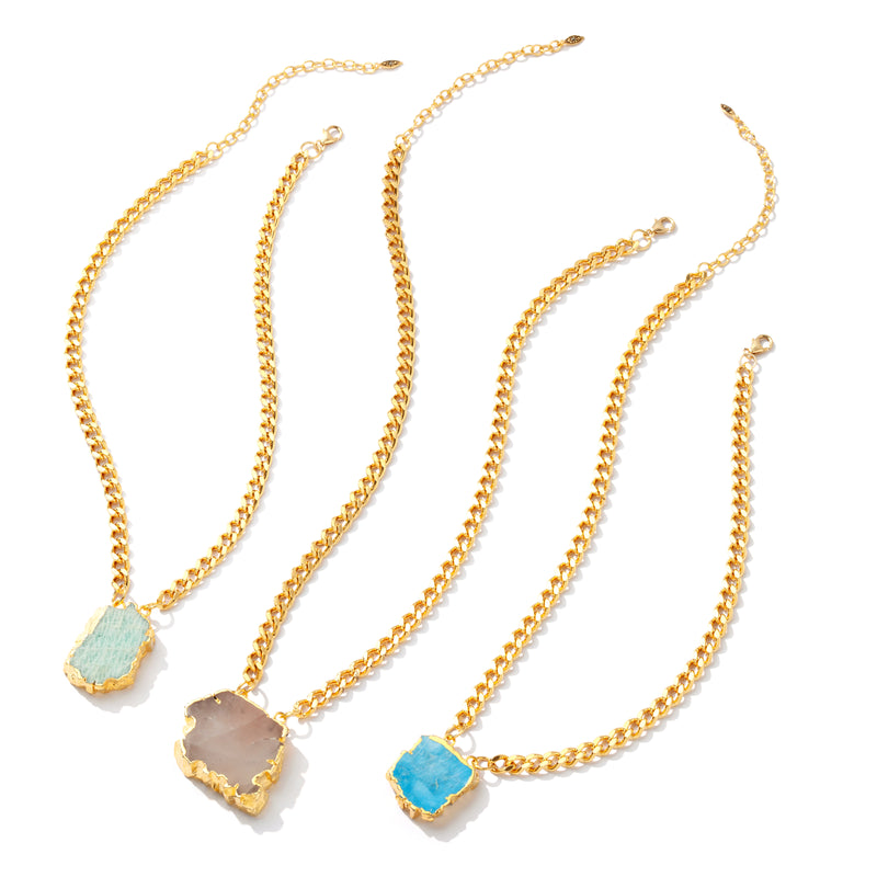 Vibrant Drusy Gold Plated Link Statement Necklaces
