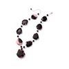 Dramatic Black & Rose Agate Stone Sterling Silver Statement Necklace