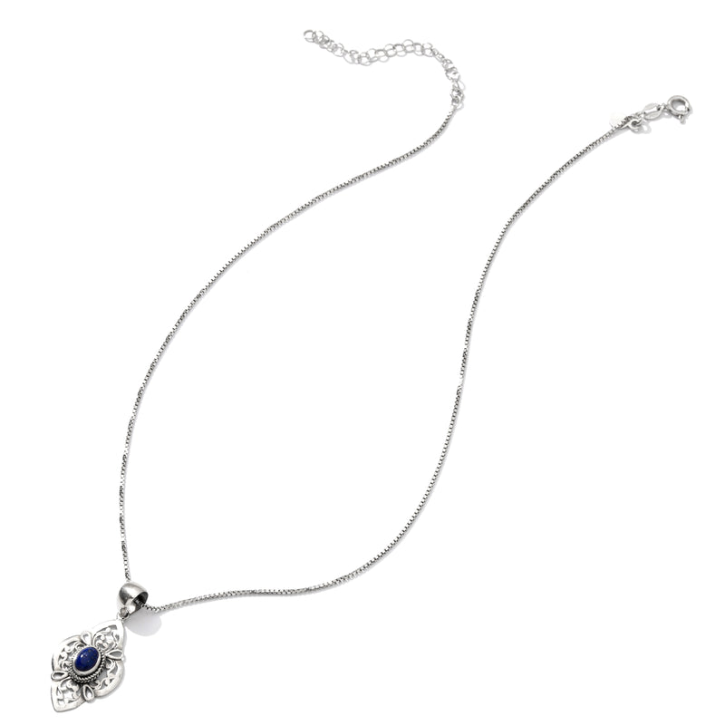 Lovely Lapis Balinese Designed Sterling Silver Necklace