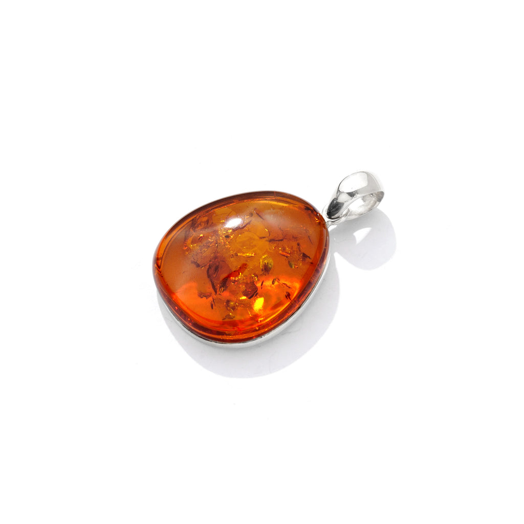 Gorgeous Large Honey Cognac Baltic Amber Sterling Silver Statement Pendant