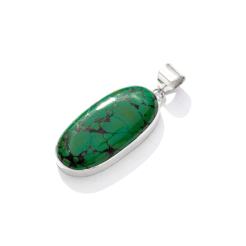 Stunning Green Turquoise Sterling Silver Statement Pendant
